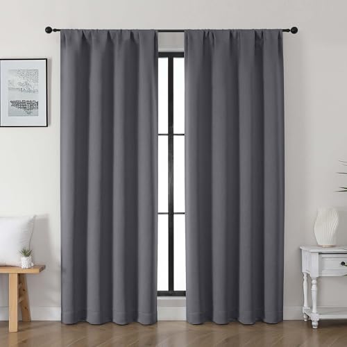 Gwine Charcoal Grey Room Darkening Curtains 2-Pack