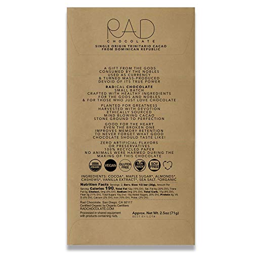 Rad Chocolate Vegan Milk Chocolate Maple Sugar | 3 Pack | Certified Organic | Gluten & Soy Free Chocolate | Paleo Friendly #TOP2