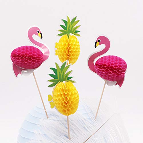 ZARRS Hawaii Cake Picks,50 Stück 3D Flamingo Ananas Kuchen Topper Cocktail Dekoration Getränk für Sommer Hawaii… - Image 6