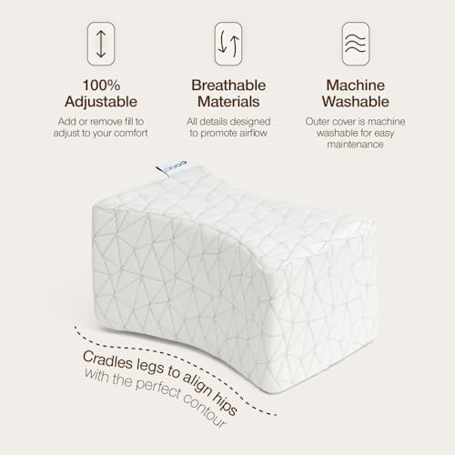 Image of Coop Home Goods Leg Support & Knee Pillow for Side Sleeper, Adjustable Soft Orthopedic Leg Pillow for Sleeping, Pregnancy, Sciatica, Back, Hip and Joint Support with Washable Cover