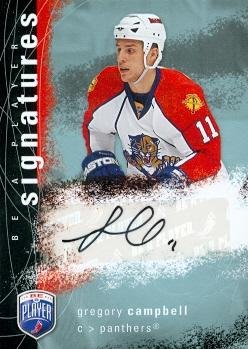Gregory Campbell Autographed Hockey Card Florida Panthers 2008 Ud Be A Player Signatures No. S-Gc