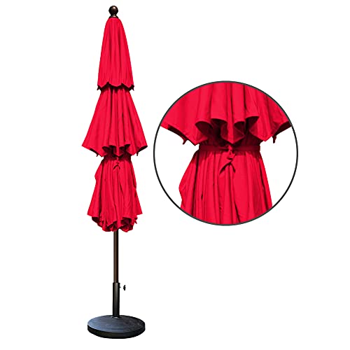 EliteShade USA sunumbrella 9Ft 3 Tiers Market Umbrella Patio Umbrella Outdoor Table Umbrella with Ventilation and 5 Years Non-Fading Top,Logo Red - Thumbnail 6
