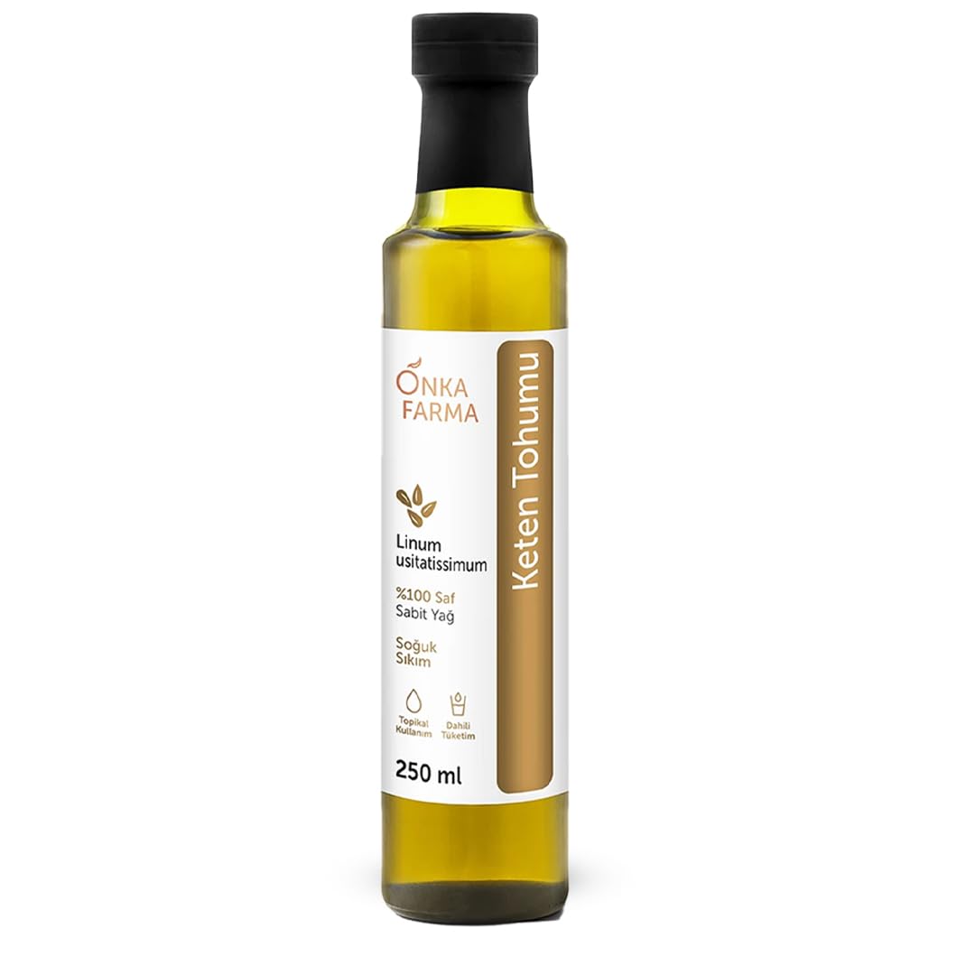 onka farma doğal ürünler Keten Tohumu Yağı 250 ml%100 Saf, Soğuk Sıkım 2024 Yerli Üretim