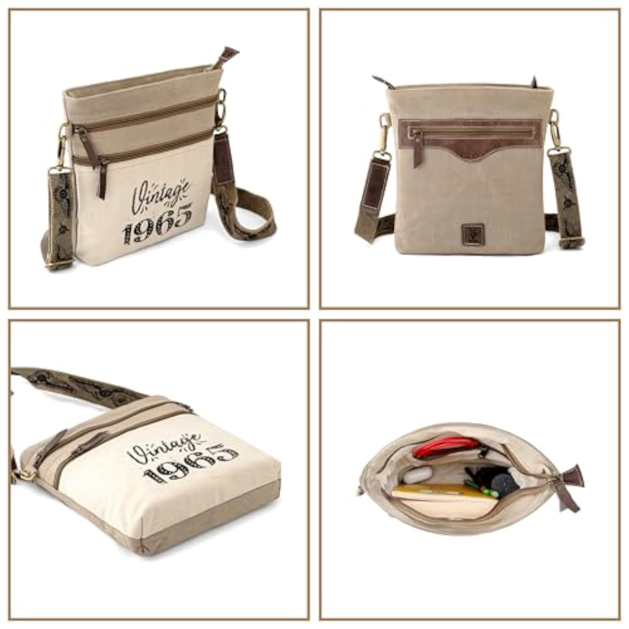 Canvas and Leather Mens Messenger Retro Sling Bag