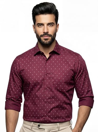 Image of Amazon Brand - INKAST Men's Printed Cotton Shirt | Full Sleeve | Regular Fit | Comfortable Formal Stylish Shirt for Men | Man Shirts for Professional Look