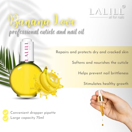 LALILL Aceite de Cutículas - 75ml - Banana Love - Vegano - Tratamiento para Uñas y Cutículas - Con Pipeta - Para Uso Doméstico y Profesional - imagen 3