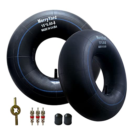 (2-Pack) Premium 15x6.00-6 Inner Tubes with TR-13 Straight Valve Stem - for Lawn Mower Snow Blower Riding Mowers ATVs Go-Karts Golf Carts - Heavy-Duty Replacement Inner Tube 600-6 6.50-6 5.30-6