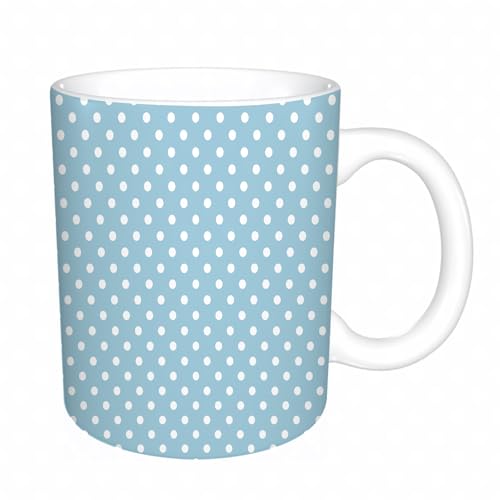 AELKSP Tazas grandes de 330 ml para café, tazas desayuno, té y bebidas calientes, tazas de cafe,Aqua, obra de arte retro vintage de los años 50 y 60 con lunares para amantes,regalo aniversario pareja