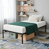 ZECIIYE Cadre de lit métal 90x190 cm Noir - Sommier à Lattes Robuste pour Adulte & ado - Lit 1 Personne Moderne Hauteur 36 cm pour Rangement - Montage Facile en Fer