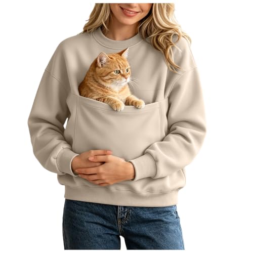 Sudadera Porta Gatos Mujer Con Bolsillo Mascota Extra Grande Para Llevar A Perros Pequeños Y Gatos De Manga Larga Con Bolsillo Canguro Actividades Informales Ocio Disponible En Diversidad De Colores