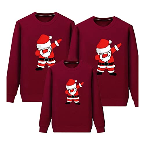 Camisetas combinando de Feliz Natal Tops Moletom Feminino Masculino Desenhos Animados Papai Noel Pul