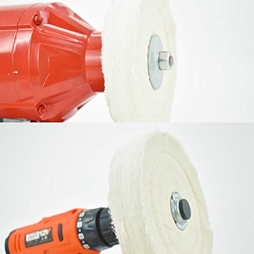 QZATACAEN 150 mm (6 Zoll) Extra dicke Polierscheiben Baumwolle Schwabbelscheibe 70-lagigfür Tischschleifmaschine Werkzeug mit 1/2“ (12.7 mm) Bohrung 2 Stück