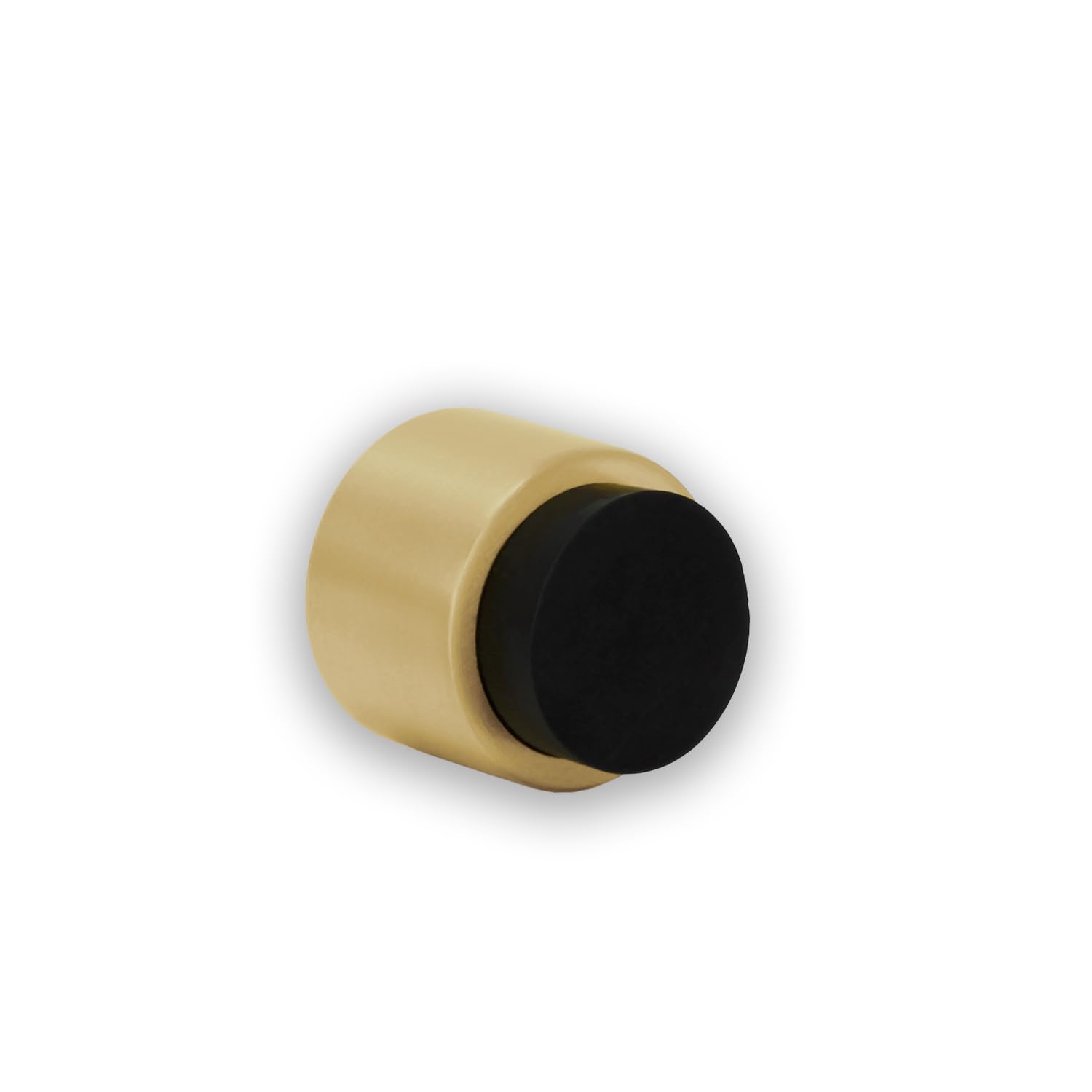 Evi Herrajes Black Rubber - Matte Brass | Gold Wall Mounted Door Stop | Ø28x28mm | Adhesive | Matte Brass | Includes Plug + Screw | Mod. I-198/28Lmt