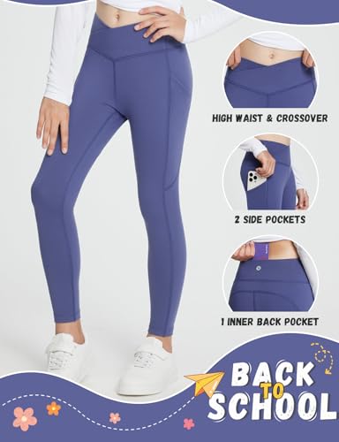 baleaf Girls Fleece Lined Leggings Athletic Yoga Pants Thermal Dance Tights Pockets Winter Running3