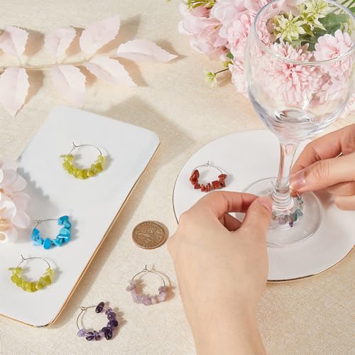Marcadores de copas de vino SUNNYCLUE con piedras preciosas para tus fiestas y cenas con amigos 4