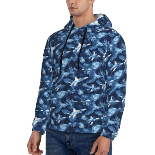 Hoodies For Men - Navy Camouflage Aircraft Print Long Sleeve Casual Men'S Hoodies & Sweatshirts Pullover3