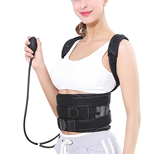 Ortesis inflable de doble tirón para hombro, soporte de columna vertebral, escoliosis, espalda superior, cinturón corrector de postura (color: negro, tamaño: código M) (código L negro)