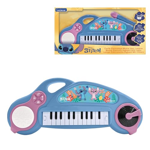 Lexibook, Disney Stitch, Electronic Piano for Kids with Light Effects, Blue Purple, K704D