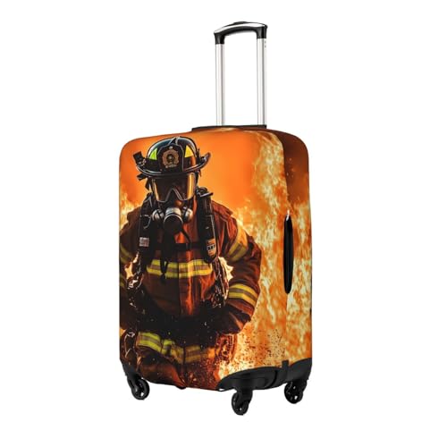 Firefighter Fireman Elastic Travel Luggage Cover, Washable Spandex Suitcase Protector, Anti-Scratch Fits 18-32 Inch2