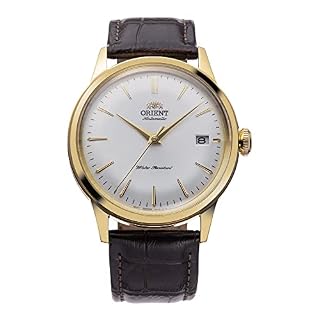 Orient Automatik Herren Armbanduhr aus Edelstahl und Leder in der Farbe Gold-Braun 38mm