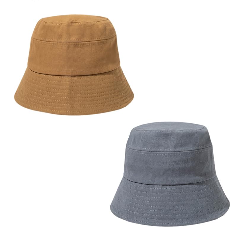 2PCS Unisex Cotton Bucket Hat for Women Men, Denim Packable Fisherman, Summer Sun Beach Hat for Casual Trips (M,10)