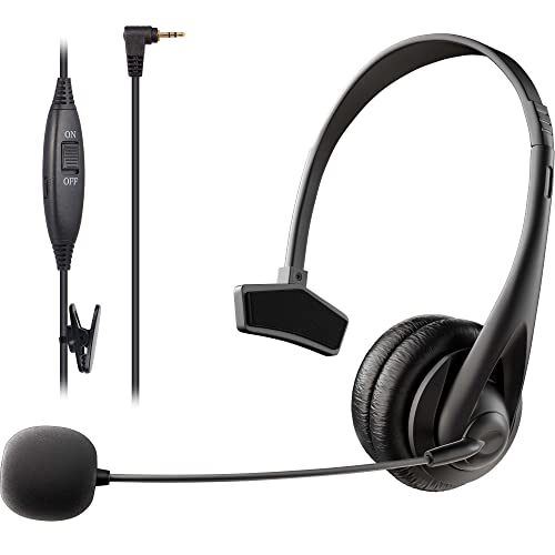 Phone Headset with Noise Cancelling Microphone and Volume Control, Office 2.5mm Telephone Headsets Compatible with Panasonic AT&amp;T ML17929 Vtech Uniden Cisco Grandstream Cordless Phones