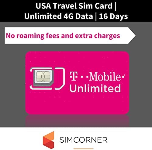 USA Travel Sim Card | Unlimited Internet Data | Unlimited local Calls and SMS | T-Mobile (16 Days)