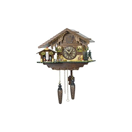 Quartz Cuckoo Clock Swiss House with Weather House TU 415 Q