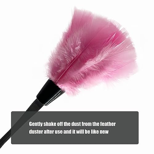 Image of 14 Inch Turkey Feather Duster - Lightweight Cleaning Brush for Home, Office, Furniture, Blinds, and Electronics(Pink)