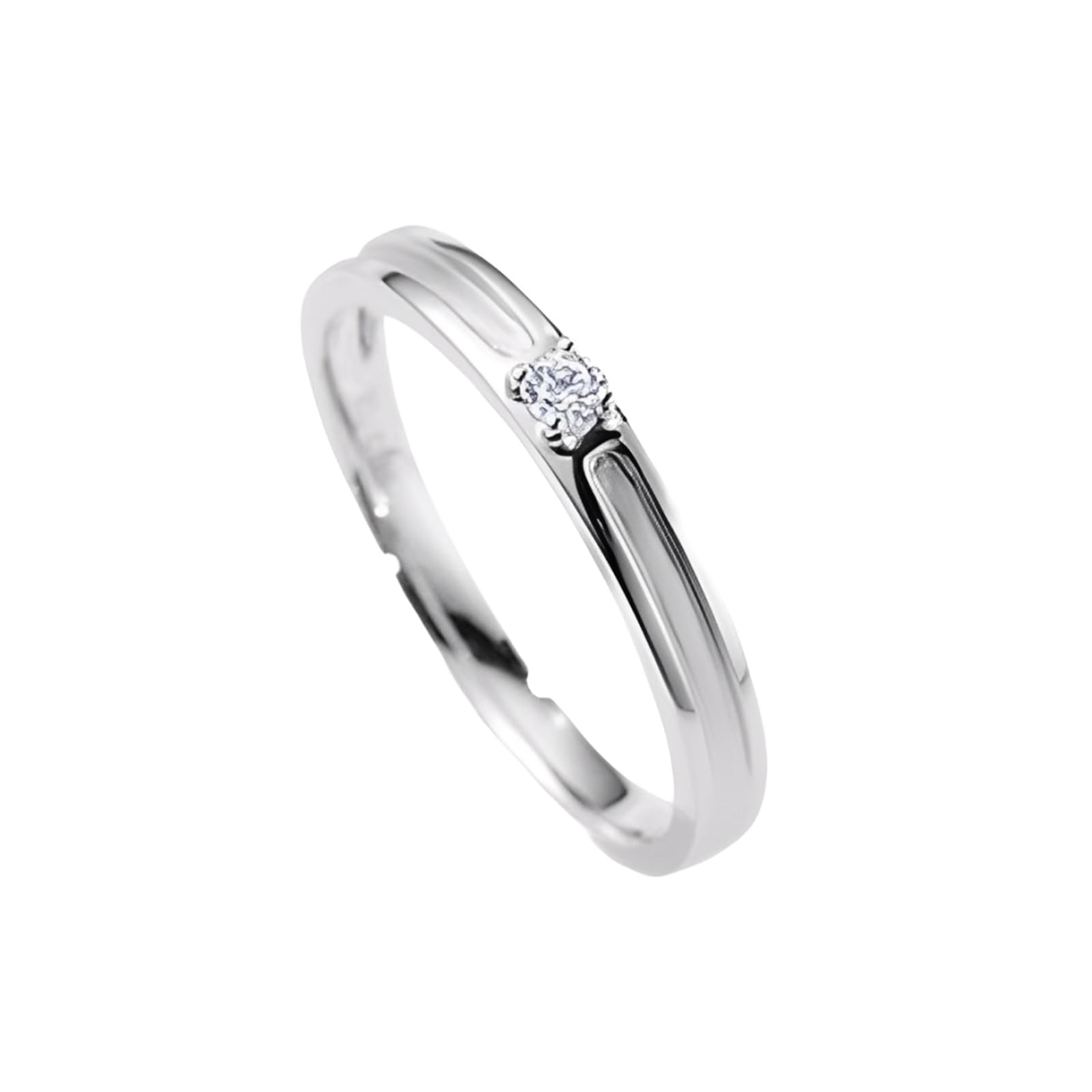 Pierścionek zaręczynowy damski, białe złoto, prawdziwe złoto próby 375, 0,05 ct, prosty pierścionek 2,7 mm, 9K, dla kobiet, rozmiar 62 (19,7)