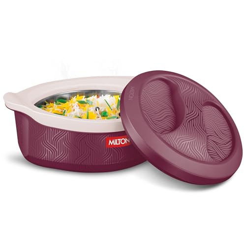 MILTON Evoke 1500 PU Insulated Inner Stainless Steel Casserole, 1240 ml, Maroon, BPA Free, Food Grade, Hot and Cold, Easy to Carry, Easy to Store, Chapati, Roti, Curd Maker