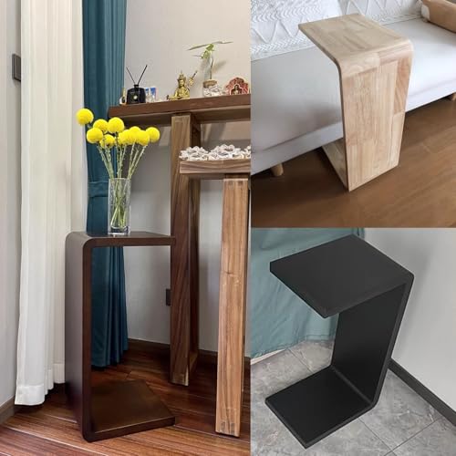 Mesa auxiliar en C de madera estrecha y extraíble para sofá y cama 6