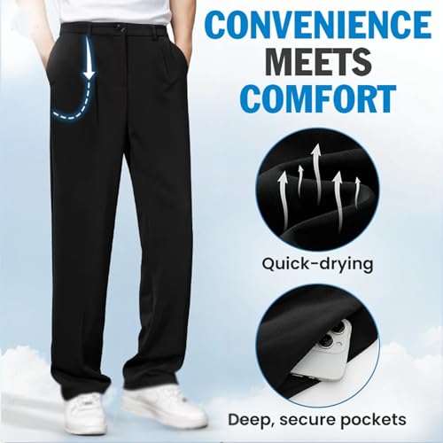 Fleurosta Stretch Waist Ice Silk Pants, Easemotions Super Stretch Ice Silk Comfort Everyday Pants, Mens Dress Pant3