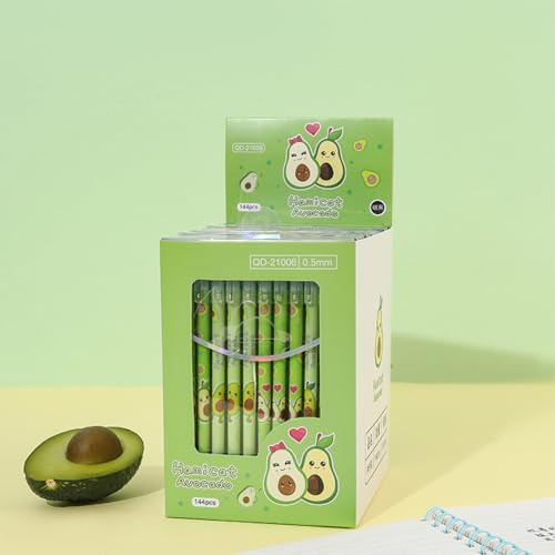 4 bolígrafos gel caricatura aguacate negro neutro miniatura 3