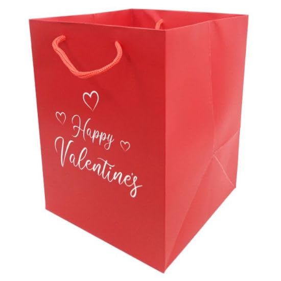 Red Happy Valentine's | Valentines | Anniversary | Love | Bouquet Transportation Display Flower Premium Gift Bag (5)