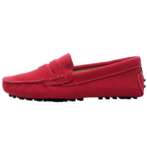 Image of ANUFER Women's Classic Suede Penny Loafers Comfort Handmade Slipper Moccasins