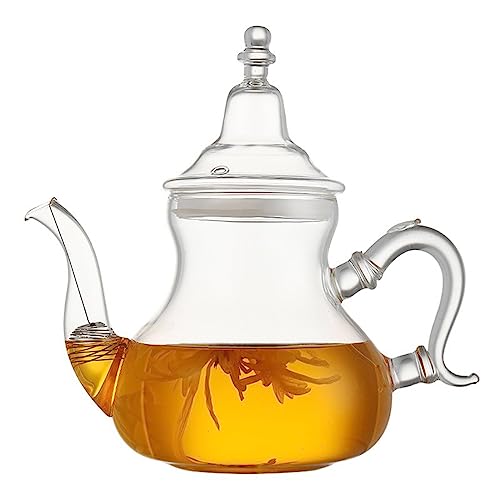 BURLOE Théière Marocaine en Laiton Poignée en Plastique Pot Oriental Cafetière pour Jus Lait Théière Arabe pour La Maison Thé De L'Après-Midi,1200ml