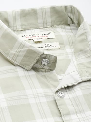 Image of Majestic Man Slim Fit Pure Cotton Checked Half Sleeve Casual Shirt