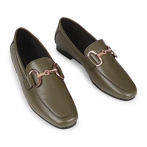 Image of YOHO Bliss Comfortable Slip On Formal Buckle Loafer for Women | Stylish Fashion Moccasins Range | Cushioned Footbed Finish | Flexible and Office Wear Shoe