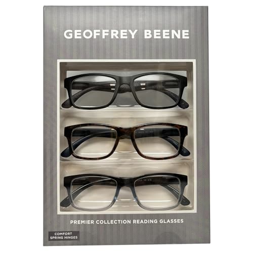 Calabria Beene Reading Glasses Black Purple Blue Crystal Tortoise 3 Pack Gift Box Set Mens Readers Fashion Trendy Eyeglasses