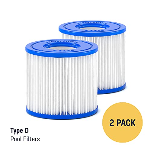 Sunset Filters Type D Pool Filter Cartridge For Above Ground Pools, Size D Replacement, For Summer Waves Pool Filter Type D, Intex, Rx600, Easy To Install, Made Of Dacron Fibre, Re-Usable (2 Pack) #TOP6