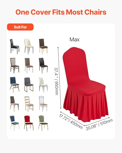 Image of VEVOR Chair Covers, Polyester Spandex Chair Cover, Stretch Slipcovers for Wedding Party Dining Banquet Flat-Front Chair Covers (Red-d, 30PCS)