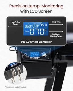 Z GRILLS 2026 Wood Pellet Grill & Smoker with PID V3.0 Controller, 459 Sq in Cook Area, Meat Probe, Foldable Shelf&Side Shelf, 8 in 1 BBQ Grill Outdoor Auto Temperature Control, Black, 450A