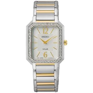 SEIKO SUP466 Watch for Women – Crystals Collection Solar Stainless Stell, Mother of Pearl