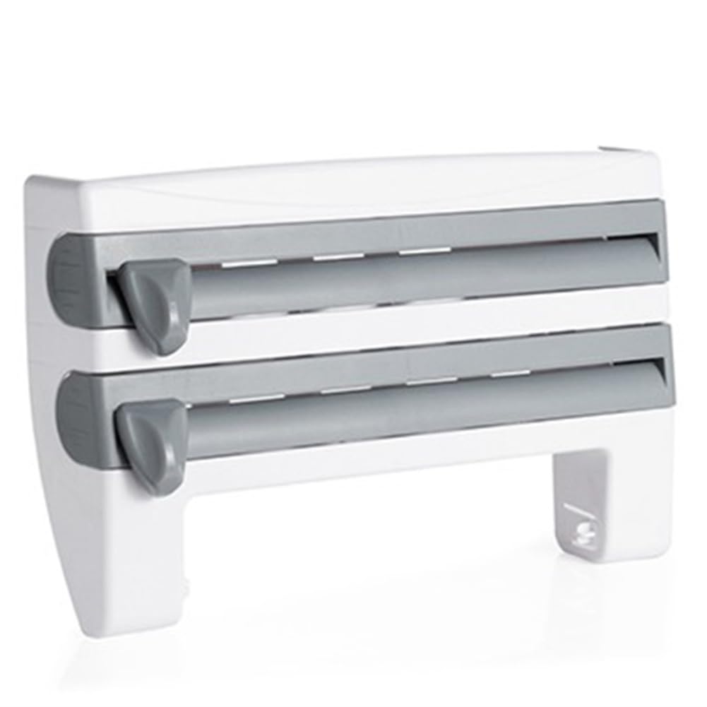 CTRLZS Plastic Wrap Paper Storage Rack Wall-Mounted Aluminum Foil Roll Rack Refrigerator Kitchen Punching-Free Shelf Gray
