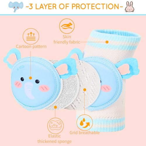 6 Pairs Baby Knee Pads for Crawling Baby Cartoon Kneepads Baby Breathable Knee Pads Cute Animal Anti-Slip and Protect Toddlers Knees for Boys Girls Crawling Knee Pads 0-3 Years Old3