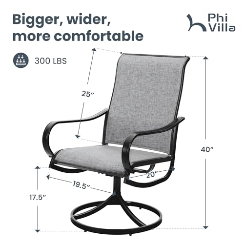 image for PHI VILLA Patio Swivel Dining Chairs Set of 4, Outdoor Chair with Text