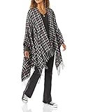 Una marca de Amazon Goodthreads Fringe Ruanna Bufanda Boa, Negro, Cuadros Escoceses, Talla única