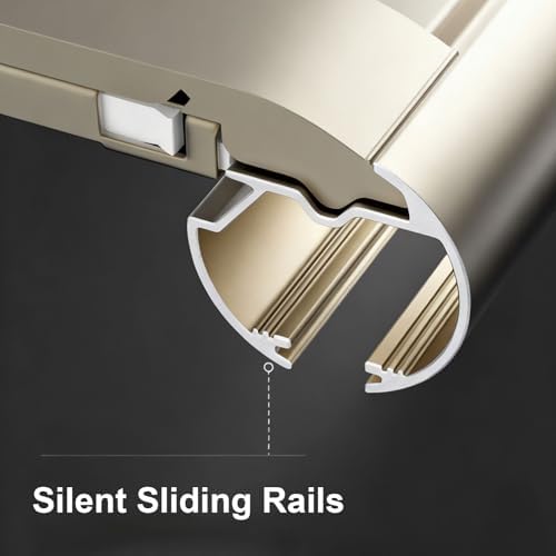Adjustable Wall Mount Sliding Rail Track System with Silent Rollers, 1.4/3FT Aluminum Rod for Room Divider, Easy Installation for Living Room & Bedroom - Black, Space-Saving Solution