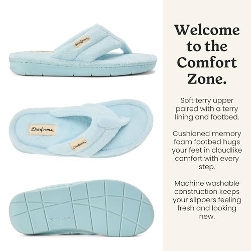 Image of Dearfoams Women's Melanie Colorblocked Microfiber Terry Thong Slipper